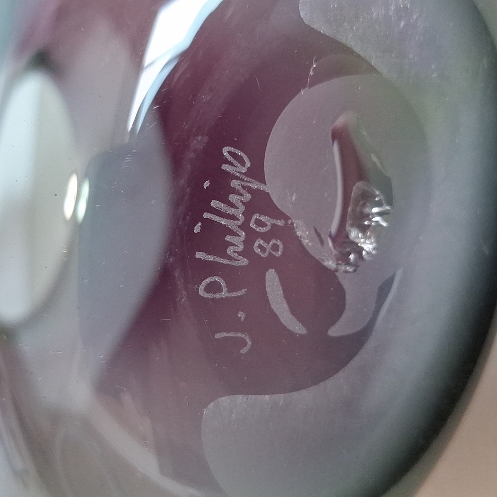 #ADO Handblown glass vase signed by artist J Phillips 1989 - Picture 4 of 6